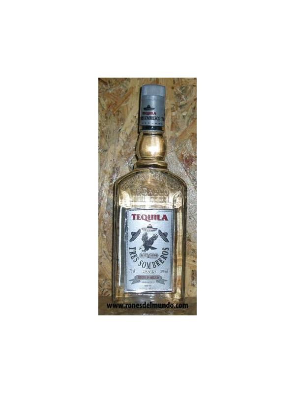 TRES SOMBREROS BLANCO TEQUILA 70 CL - TEQUILA MEXICANO DE GRAN CALIDAD